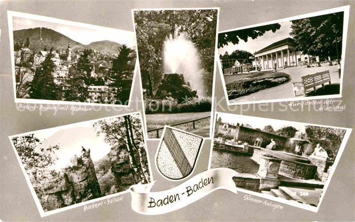 BADEN-BADEN BW Merkur Kurgarten Kurhaus Batterl Felsen Goenner Anlagen