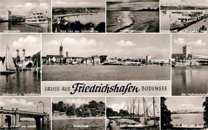 Friedrichshafen Bodensee Hafenpartie Schweizer Alpen Jachthafen Schlosskirche