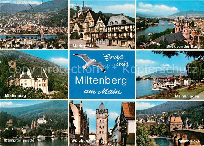 Miltenberg Main Fliegeraufnahme Marktplatz Blick von der Burg Mainanlagen Mainbr