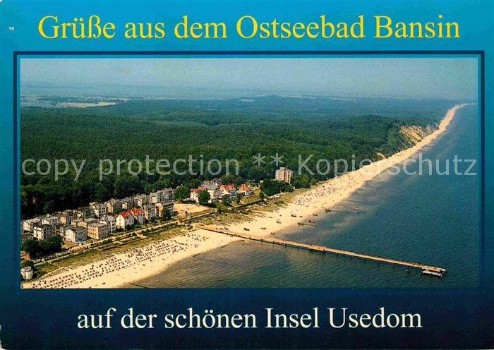 Bansin Ostseebad Fliegeraufnahme mit Strand und Seebruecke