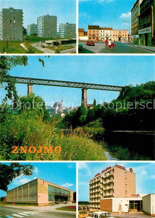 Znojmo Bruecke Neubauten Strassenpartie