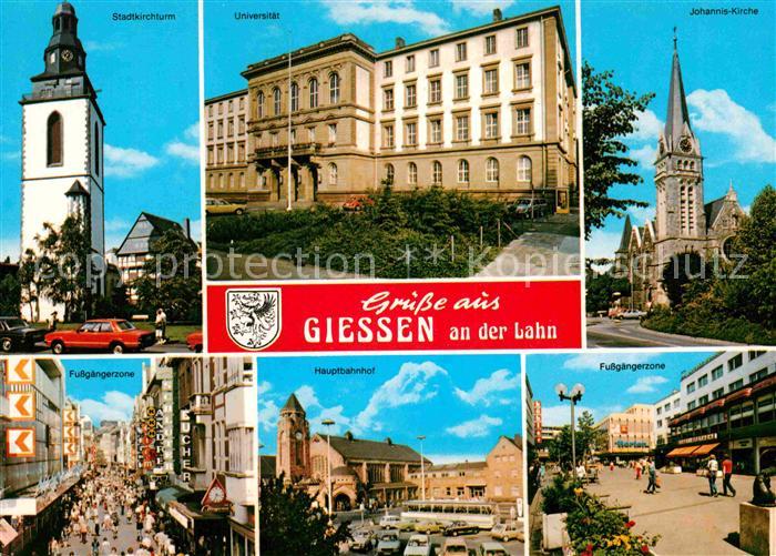 Giessen Lahn Stadtkirchturm Universitaet Johannis-Kirche Fussgaengerzone