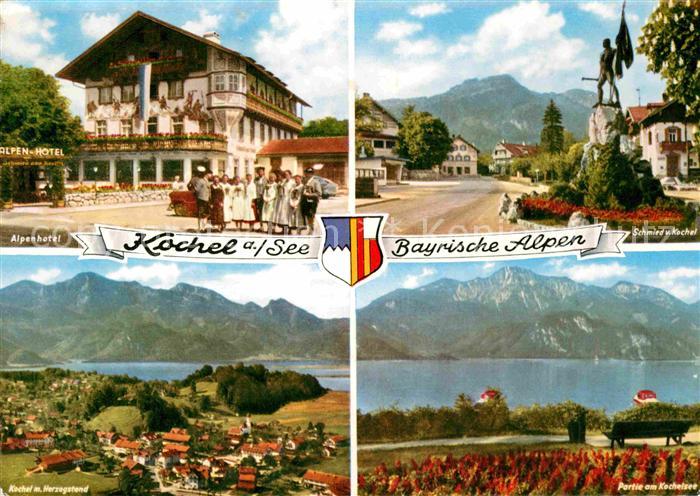 Kochel See Schmied von Kochel Denkmal Kochelsee Herzogenstadn Alpenhotel
