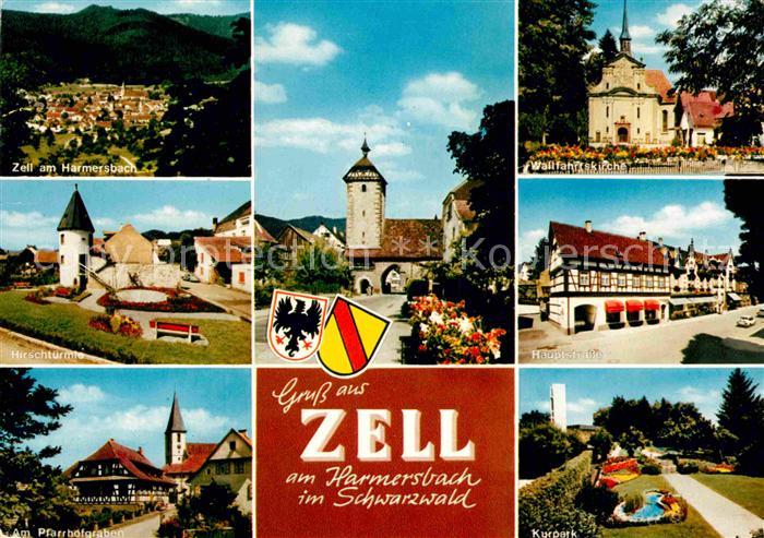 Zell Harmersbach am Harmersbach Kurpark Wallfahrtskirche Hirschtuerme Pfarrhofgr