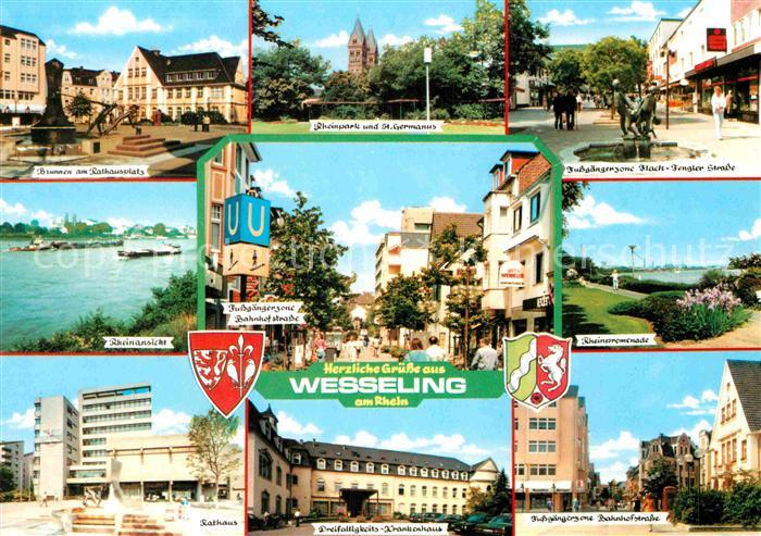 Wesseling Rathaus Rheinpartie Dreifaltigkeitskrankenhaus Bahnhofstrasse Flach-Fe