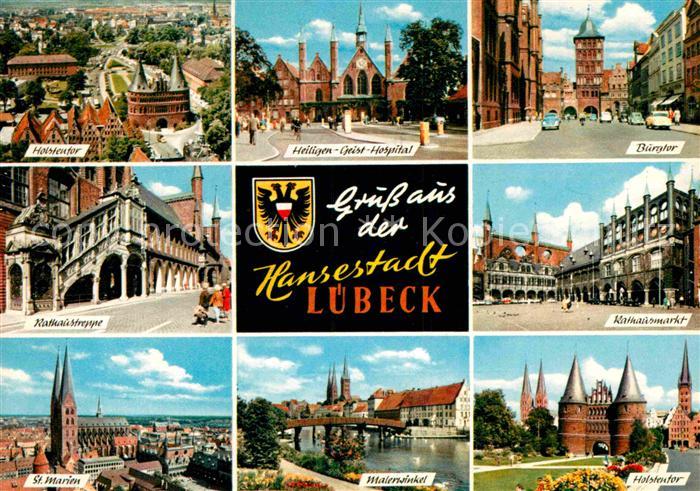 LueBECK  CITY Fliegeraufnahme Holstentor Heilig-Geist-Hospital Burgtor Rathausma