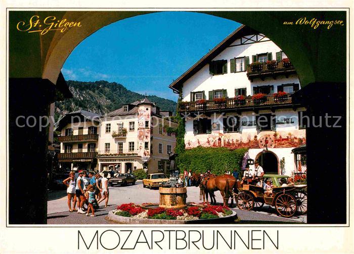 St Gilgen Wolfgangsee Mozartbrunnen Pferdekutsche