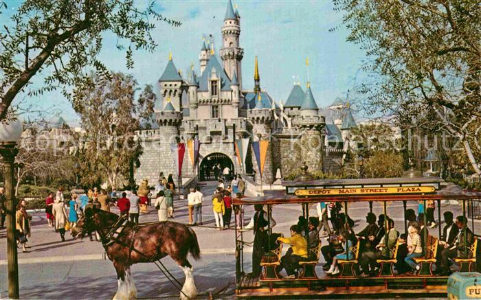 Anaheim Fantasyland Disneyland Sleeping Beauty Castle horse drawn street car