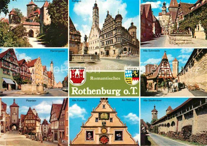 Rothenburg Tauber Kobolzellertor Herrengasse Ploenlein Rathaus Kunstuhr Markustu