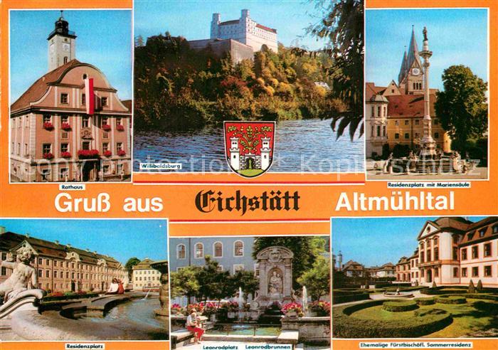 Eichstaett Oberbayern Rathaus Williboldsburg Residenzplatz Mariensaeule Sommerre