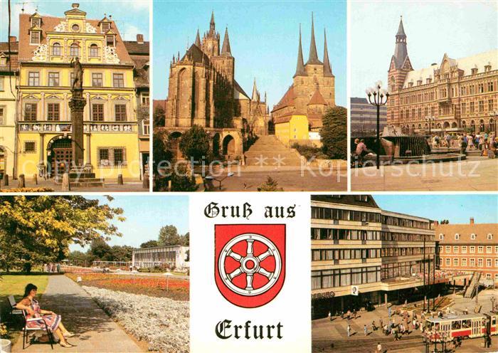 ERFURT  CITY Haus zum Roten Ochsen Dom Severikirche Postamt Anger iga Messe Wapp