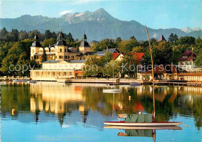Velden Woerthersee Schloss mit Mittagskogel Karawanken