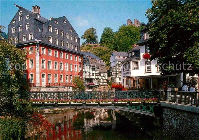 Monschau Montjoie NRW Rotes Haus Ruine Haller Rur Bruecke