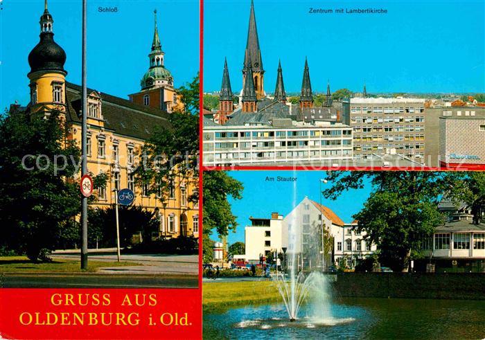 Oldenburg Niedersachsen Schloss Zentrum mit Lambertikirche Stautor Fontaene