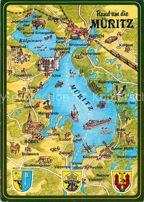 Waren Mueritz Rund um die Mueritz Mecklenburgische Seenplatte Landkarte