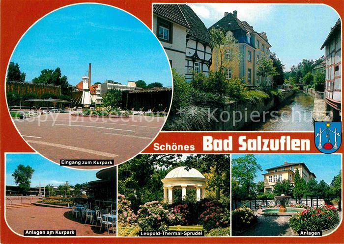 Bad Salzuflen Eingang zum Kurpark Haeuserpartie am Bach Kuranlagen Leopold Therm