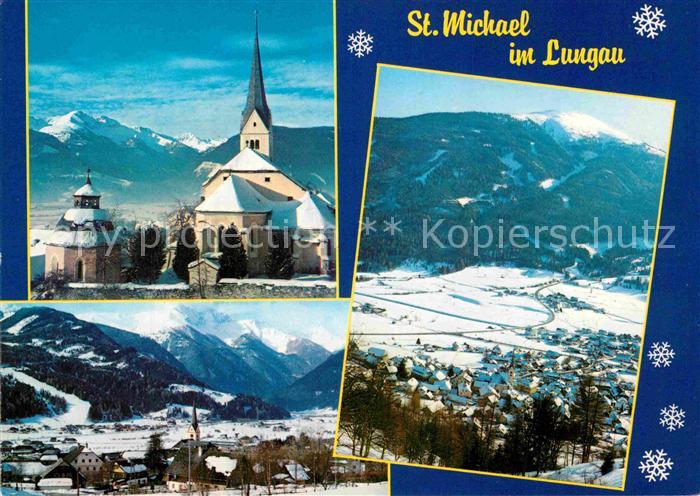 St Michael Lungau Schizentrum Kirche Gesamtansicht Luftkurort mit Alpenpanorama