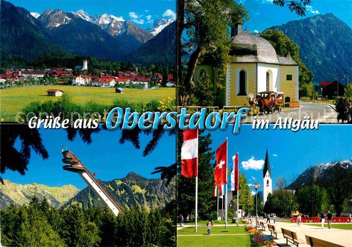 Oberstdorf Gesamtansicht Kurort mit Alpenpanorama Lorettokapelle Skiflugschanze
