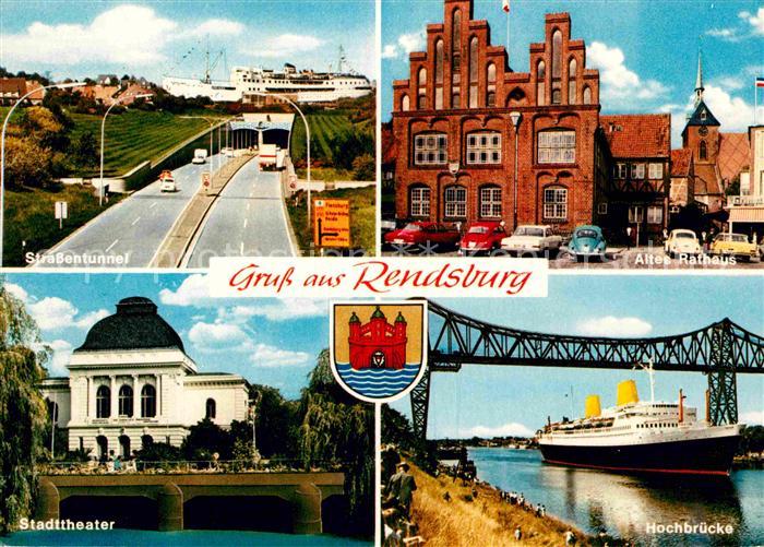 Rendsburg Schleswig-Holstein Strassentunnel Altes Rathaus Hochbruecke Stadttheat