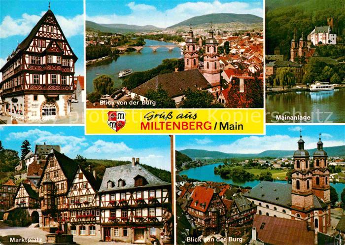 Miltenberg Main Hotel Riesen Fachwerkhaus Marktplatz Panorama Blick von der Burg