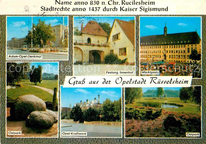Ruesselsheim Main Adam Opel Denkmal Ostpark Kraftwerk Festung Marktplatz