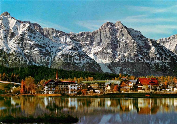 Seefeld Tirol Ansicht vom See aus mit Blick zum Wettersteingebirge