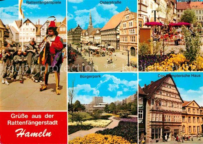 Hameln Weser Rattenfaengerspiele Osterstrasse Pferdemarkt Strassencafe Buergerpa