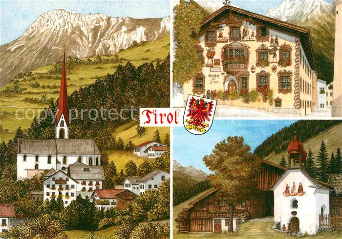 Oetz mit Tschirgant Gasthaus Renaissancemalerei 16. Jhdt. Tiroler Kapelle Bauern