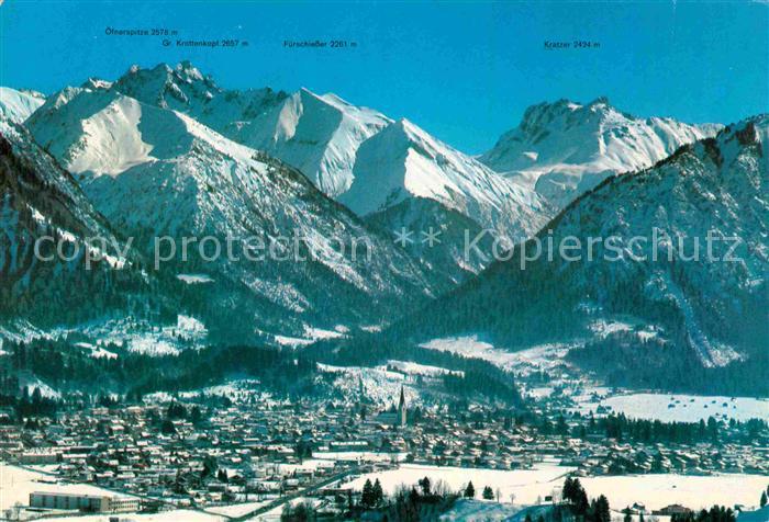 Oberstdorf Gesamtansicht Wintersportplatz Allgaeuer Alpen