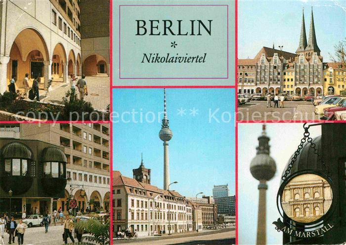 BERLIN  CITY Nikolaiviertel Fernsehturm Am Marstall Tuerschild Hauptstadt der DD