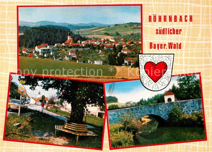 Roehrnbach Gesamtansicht Bayerischer Wald Ortspartie Alter Baum Steinbruecke