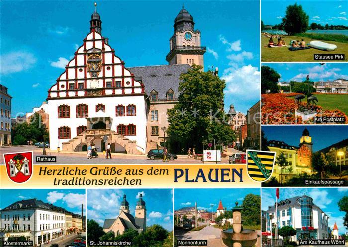 Plauen Vogtland Rathaus Stausee Postplatz Skulptur Einkaufspassage Kaufhaus Nonn