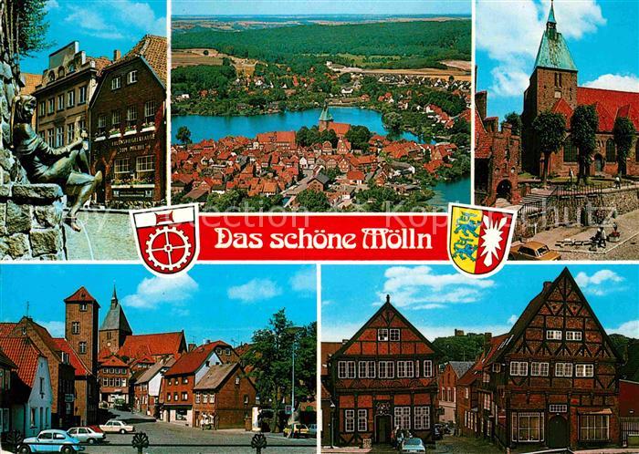 Moelln Lauenburg Teilansichten Luft und Kneippkurort Eulenspiegel Statue Altstad