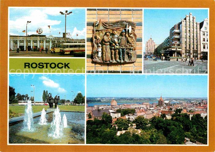 ROSTOCK  CITY Hauptbahnhof Terrakotta Giebelhaus Wasserspiel Hotel Warnow Stadtz