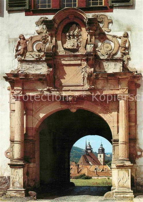 Schmalkalden Thueringen Schloss Wilhelmsburg Tor Stadtbild vom Schlosshof gesehe