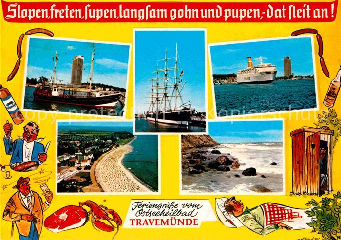 Travemuende Ostseebad Fischkutter Hotel Segelschiff Viermaster Faehre Strand Kue