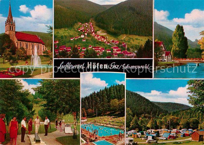 Hoefen Enz Kirche Minigolf Freibad Campingplatz Partie am Fluss