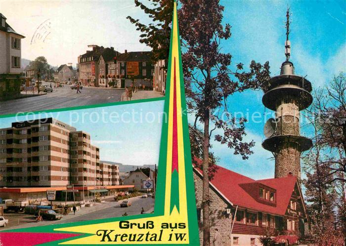 Kreuztal Westfalen Strassenpartie Innenstadt Kindelsbergturm Aussichtsturm