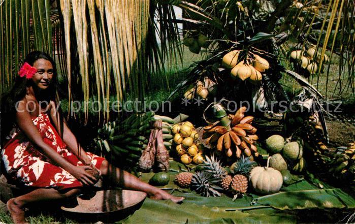 Tahiti Polynesien Früchte Mädchen