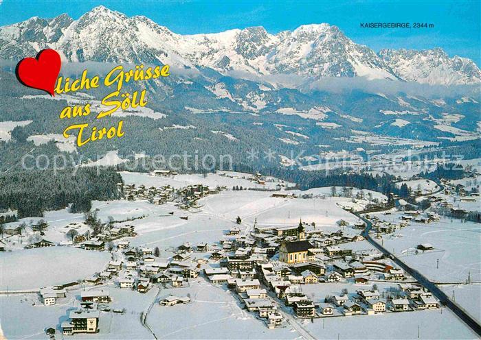 Soell Tirol Fliegeraufnahme Winter Kaisergebirge