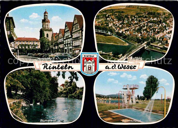Rinteln Weser Niedersachsen Marktplatz Blumenwall Schwimmbad Luftbild