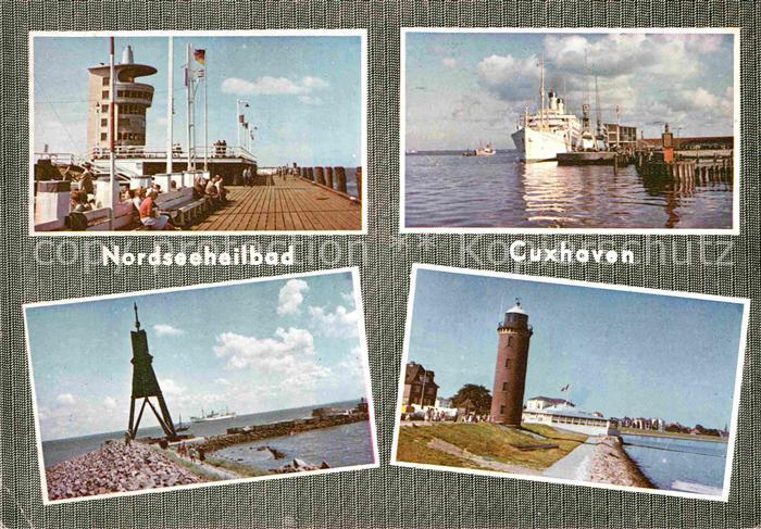 Cuxhaven Nordseebad Seebruecke Hafen Leuchtturm