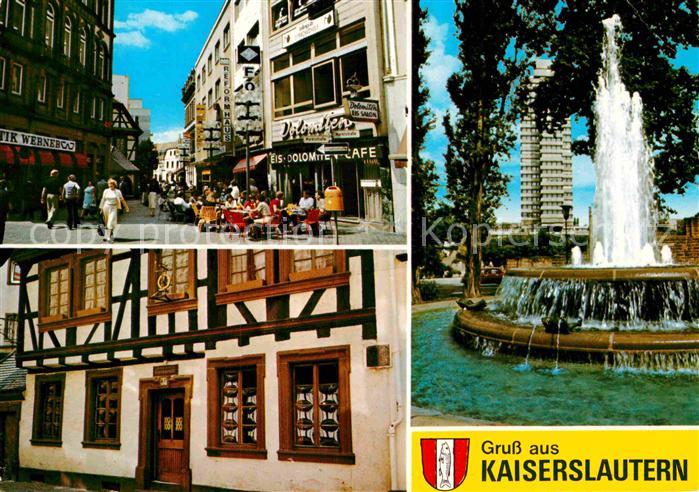 Kaiserslautern Fussgaengerzone Altes Spinnraedel alter Brunnen Rathaus