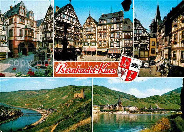 BERNKASTEL-KUES Berncastel Rheinland-Pfalz Marktplatz Brunnen Burg Panorama