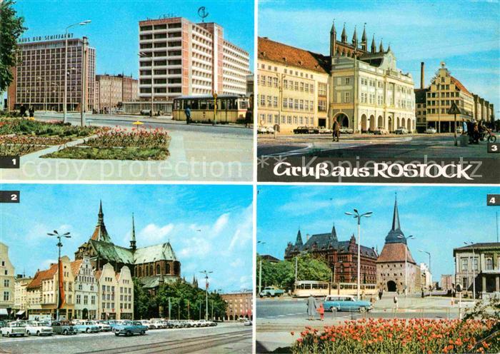 ROSTOCK  CITY Interhotel Warnow Haus der Schiffahrt Marienkirche Rathaus Haus So