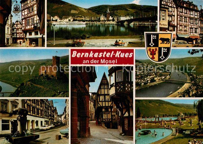 BERNKASTEL-KUES Berncastel Rheinland-Pfalz Panorama Burg Fachwerk Schwimmbad