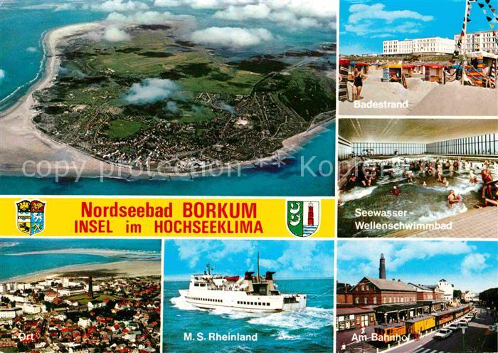 BORKUM Nordseebad Niedersachsen Schwimmbad Bahnhof MS Rheinland Fliegeraufnahme
