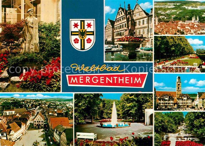 Mergentheim Bad Fontaene Marktplatz Fachwerk