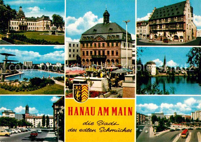 Hanau Main Stadtansichten Rathaus Freibad