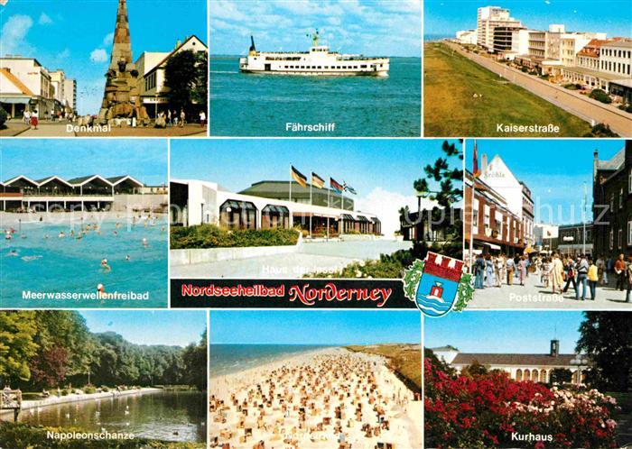 Norderney Nordseebad Denkmal Faehrschiff Kaiserstrasse Napoleonschanze Kurhaus